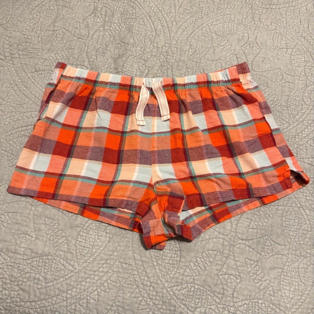 Old Navy Red Plaid Women's Drawstring Pajama Shorts Size Large